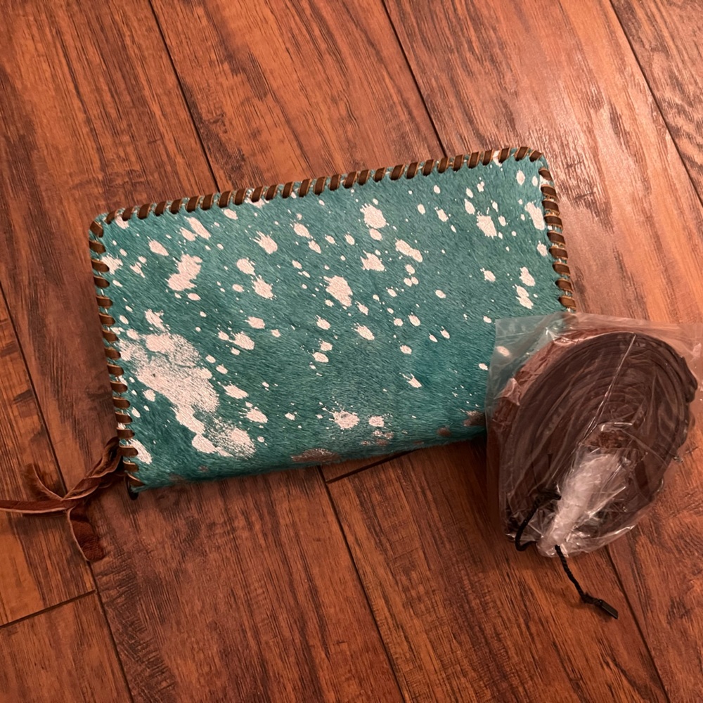 American Darling Turquoise Acid Wash Cowhide Wallet